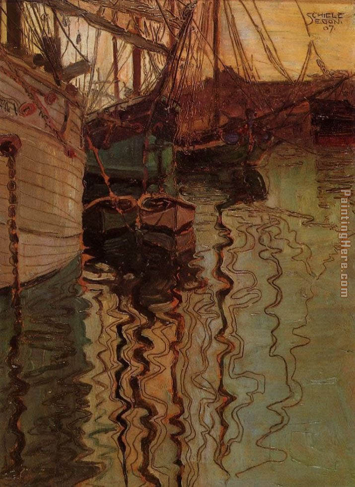 Harbor of Trieste painting - Egon Schiele Harbor of Trieste art painting